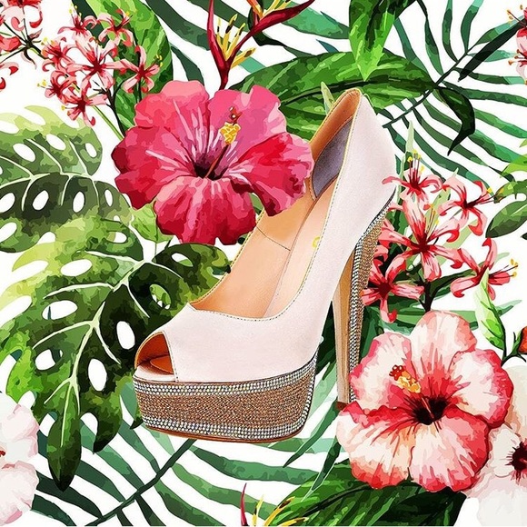 HEDLA Powder Pink Satin Crystal Rhinestone Heels - Picture 6 of 7